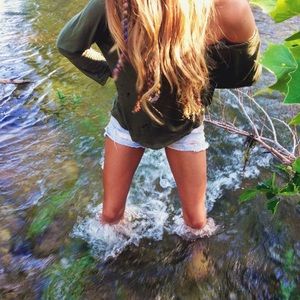 Distressed light denim American Eagle Shorts